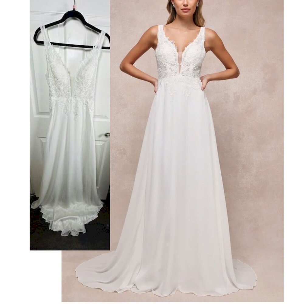 Lulu's White Lace A-Line Wedding Dress